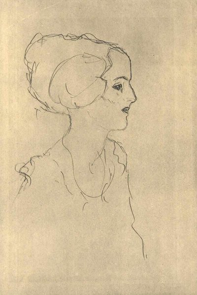 Ragazza di profilo verso destra da Gustav Klimt